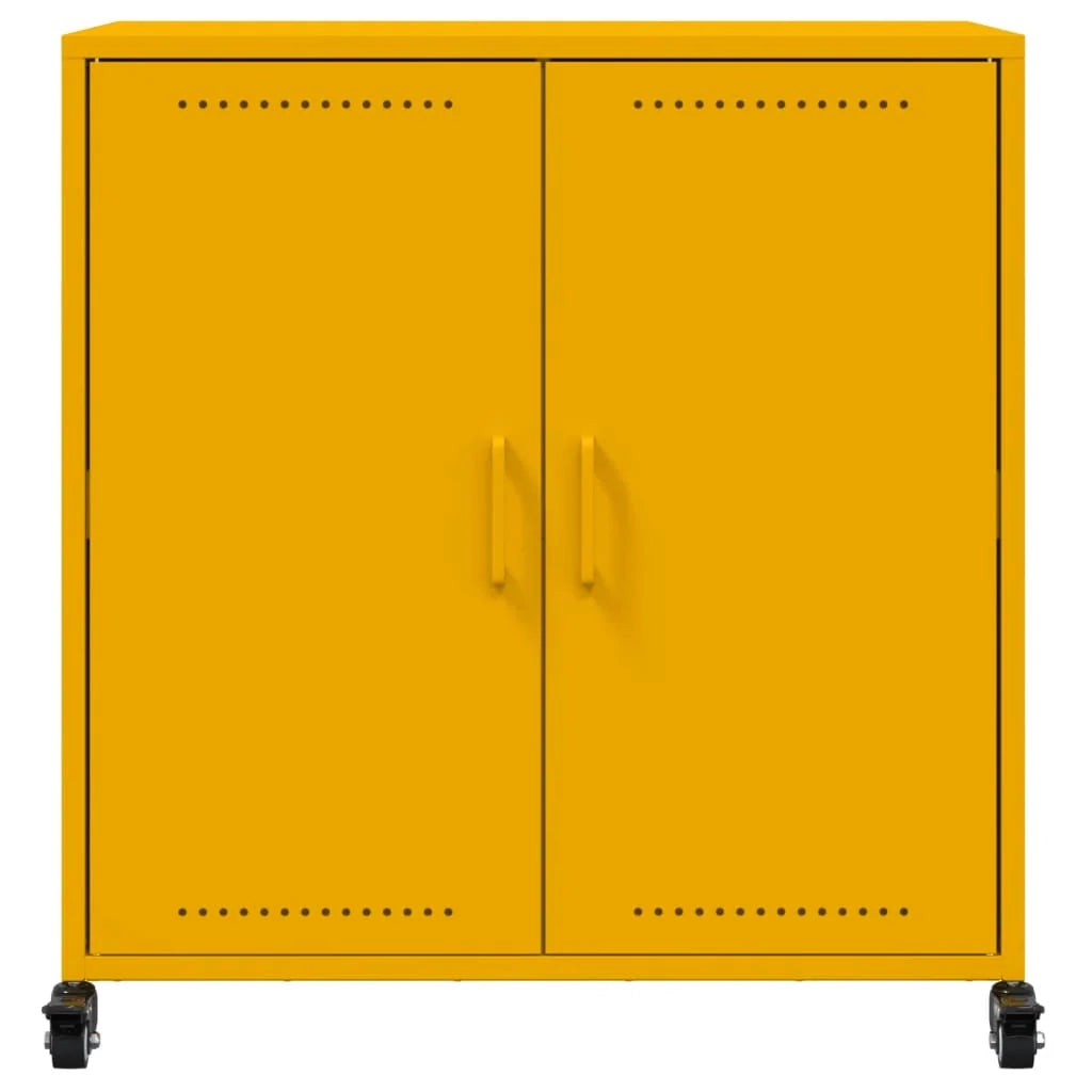 Buffet credenza cassettiera armadio mobile contenitore organizer cucina soggiorno salotto giallo senape 68,5 x 39 x 72 cm acciaio giallo 02_0035706