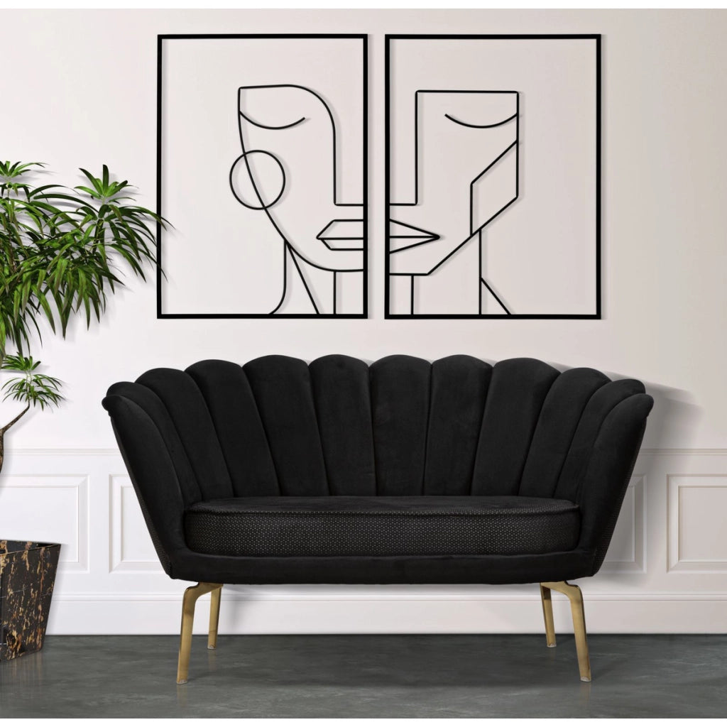 Decorazione in Metallo Viso 2, Nero, Metallo, 60x1x80 cm