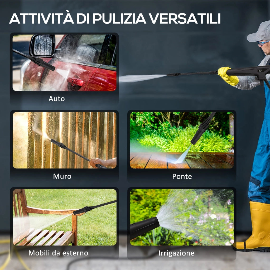 Idropulitrice ad Alta Pressione 1600W 35x28x65 cm con Ugello Regolabile e Kit Pulizia Blu e Nero
