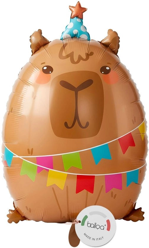 Folone XXL capibara - Balloone di Helio - Decorazione per Festa di Compleanno - Motivo Animale - Decorazione per Festa - Materiale Sostenibile - 56 cm di diametro - Balloone per Festa di Compleanno
