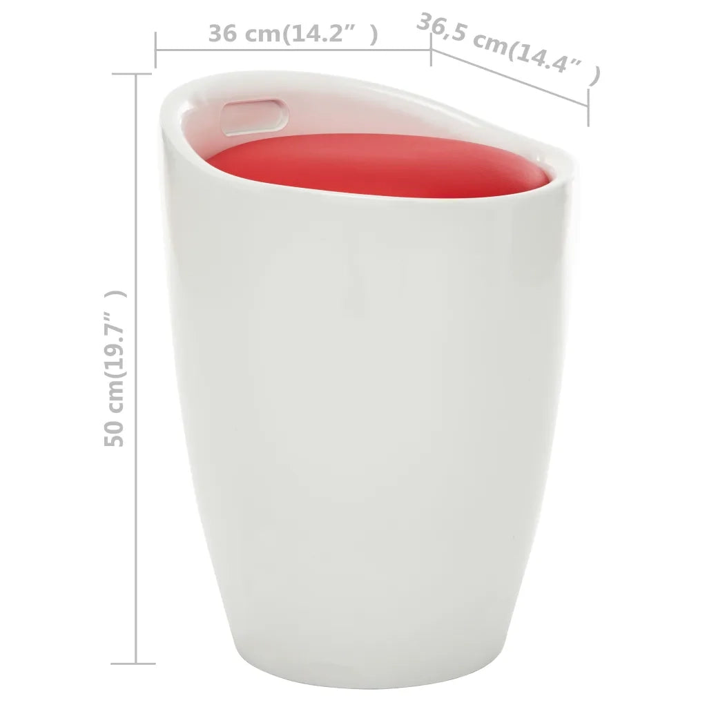 Sgabello con Contenitore Bianco e Rosso Vino Similpelle cod mxl 58431