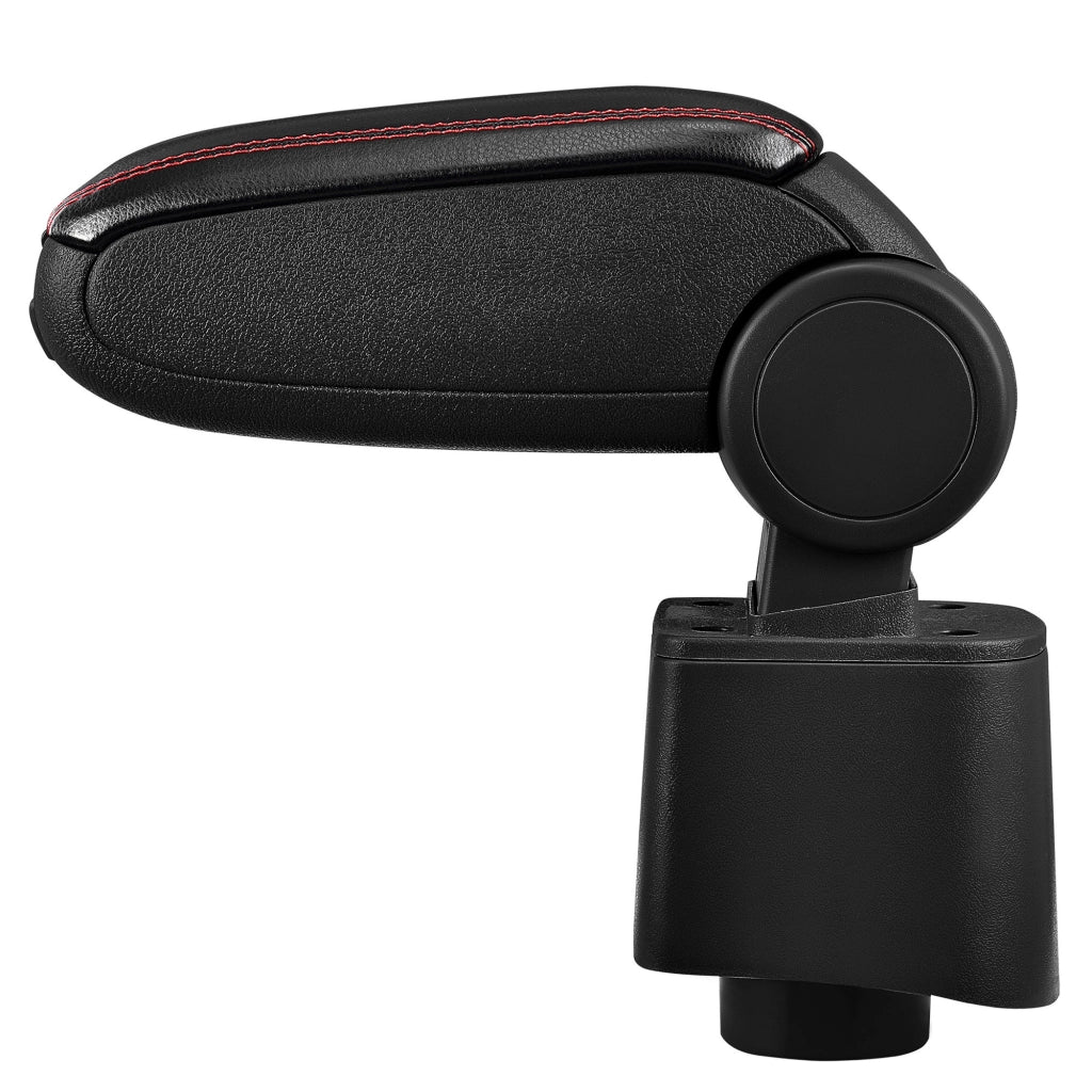 [pro.tec] Bracciolo centrale - Poggiabraccio con vano portaoggetti - imbottito - in similpelle - nero con cucitura rossa - Volkswagen Polo V (Tipo 6R)