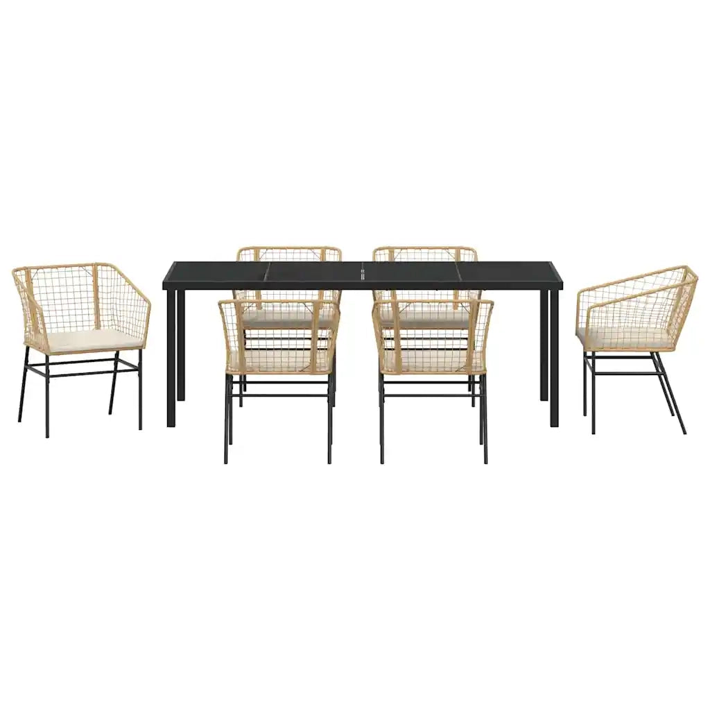 Set da Pranzo per Giardino 7 pcs Marrone polyrattan 3380916