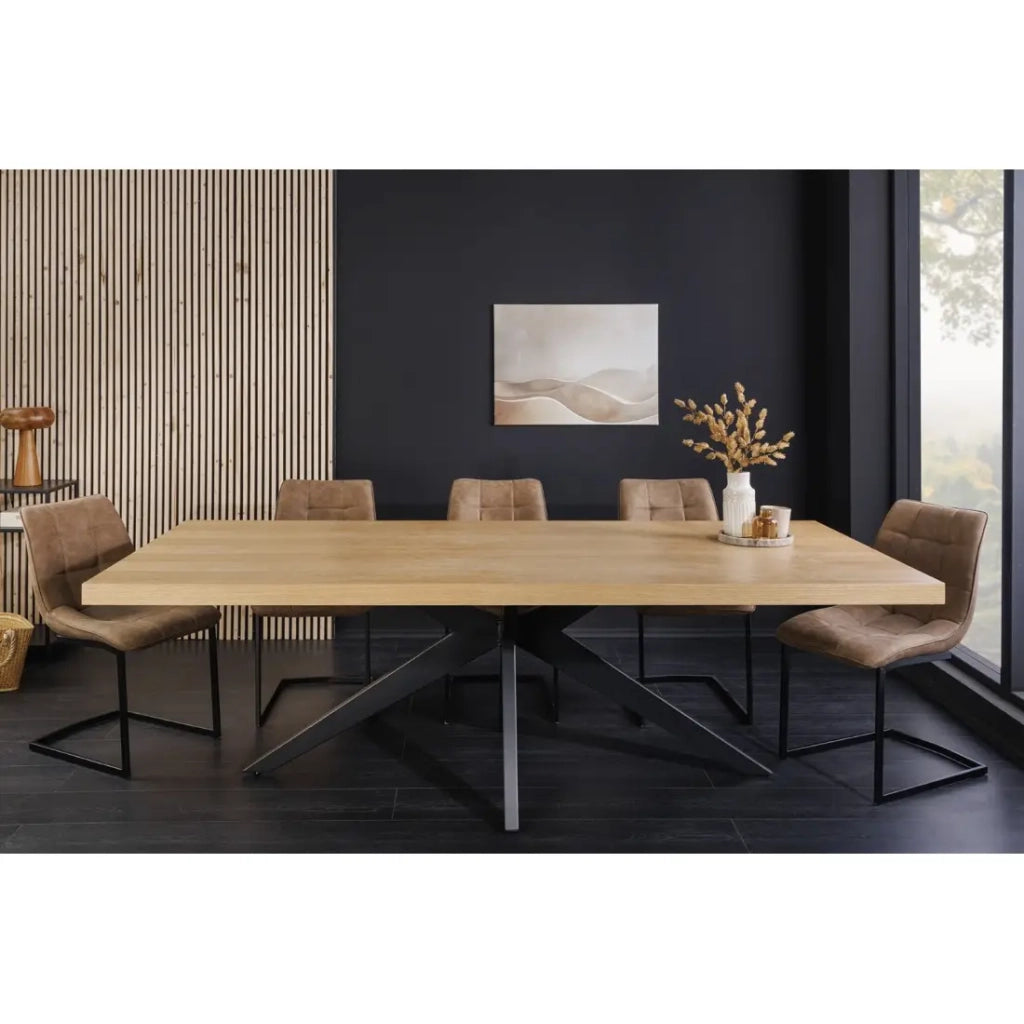 Tavolo da pranzo AZMA - Impiallacciatura di quercia e metallo - 240 cm - Stile moderno