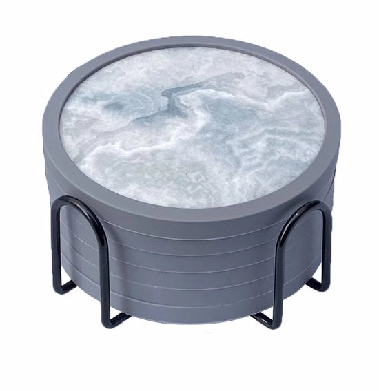Sottopanchine assorbenti con supporto - 6-pack, sottopanchine in silicone con imbottitura morbida in velluto (sottopancia da 11 cm con supporto da 11,4 cm, finitura marmo)