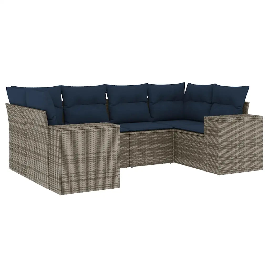 Set Divani da Giardino 6 pz con Cuscini Grigio in Polyrattan 3222980