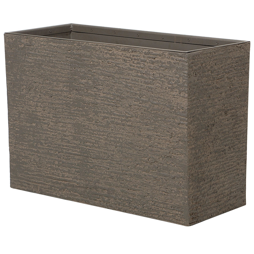 Vaso per piante in pietra marrone 56 x 80 x 56 cm Fioriera rettangolare per interni ed esterni