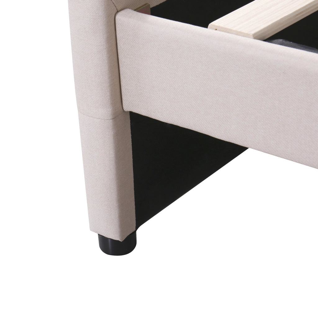 DESMIU Lit simple 90 × 200 cm con 2 cassetti, LED, testiera regolabile, senza materasso, beige