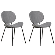 Set di 2 sedie in tessuto bianco e nero con gambe nere e senza braccioli design contemporaneo e retrò Sedute per la sala da pranzo