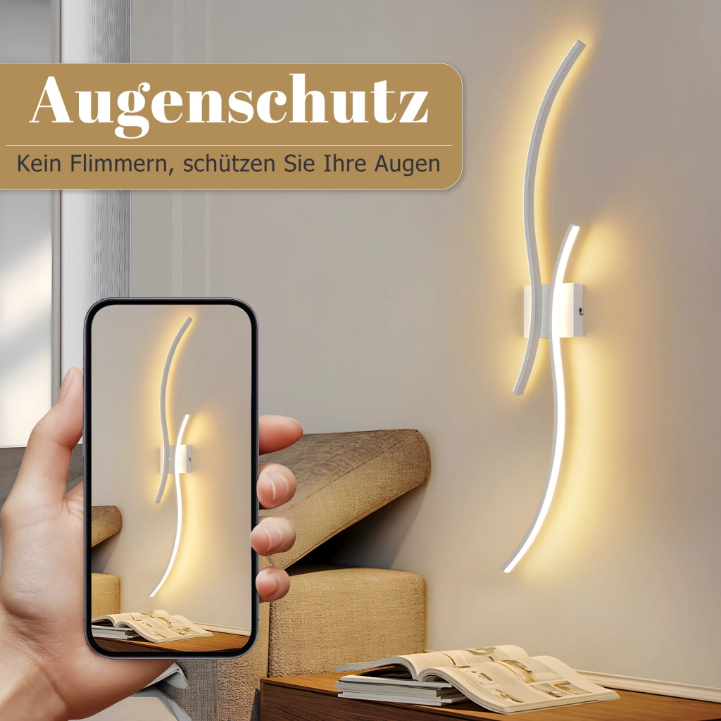 ZMH Applique LED Wave 14W 100cm bianco caldo 3000K design moderno bianco per corridoio