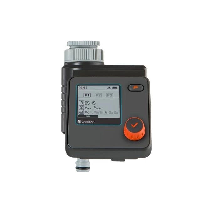 Gardena 1891 Select Programmatore per Irrigazione a Batteria fino a 3 Programmi Giornalieri Durata da 1 Min a 7 Ore e 59 Min Compatibile con Sensore di Umidita' colore Nero