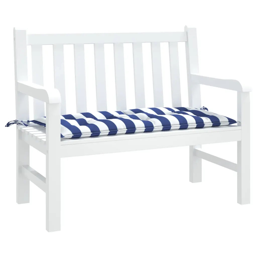 Cuscino per Panca Bianco e Blu 100x50x7 cm in Tessuto Oxford 361576
