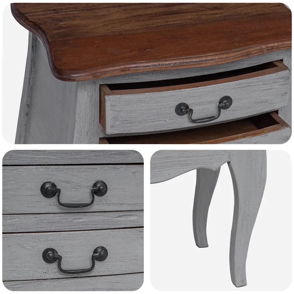 Comodino in Legno Massello di Mogano 48x35x64 cm 244504