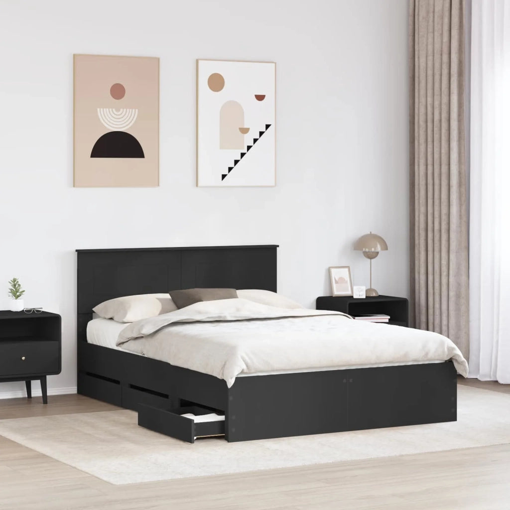 Struttura del letto Nero 140 x 190 cm Legno Ingegnerizzato