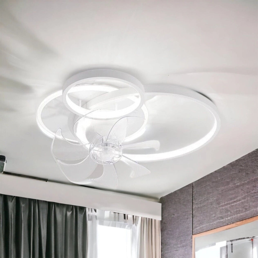 Plafoniera moderna a led con ventilatore da soffitto cambia 3 luci telecomando dimmerabile ed orientabile