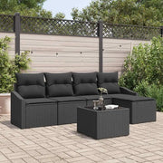 Set di divani con cuscino 6 pcs Nero polyrattan 3346693