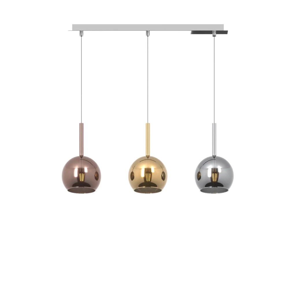 Lampadario Rettangolare Future Metallo Cromo Vetro Multicolor 3 Luci E27