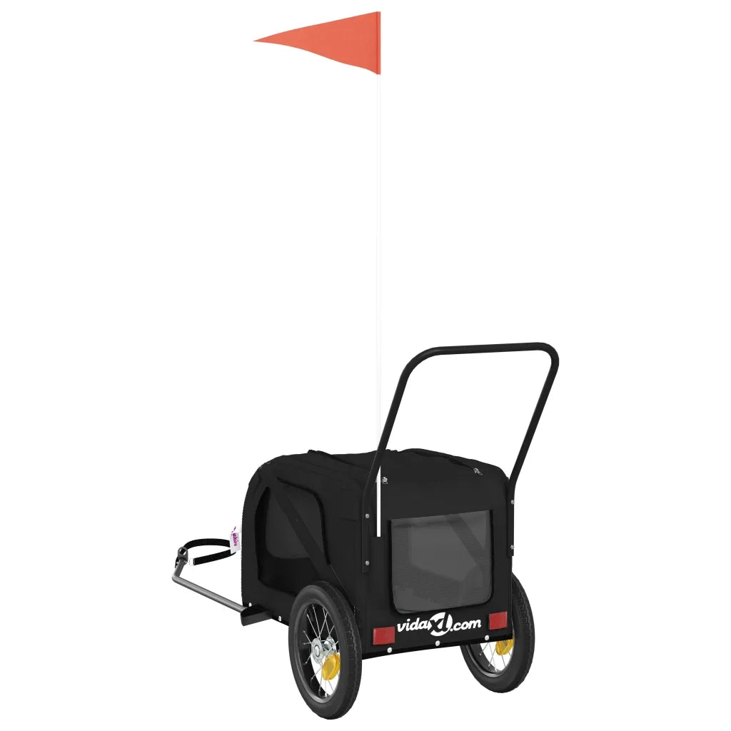 Rimorchio da Bici per Animali Nero Oxford e Ferro CFW1087358