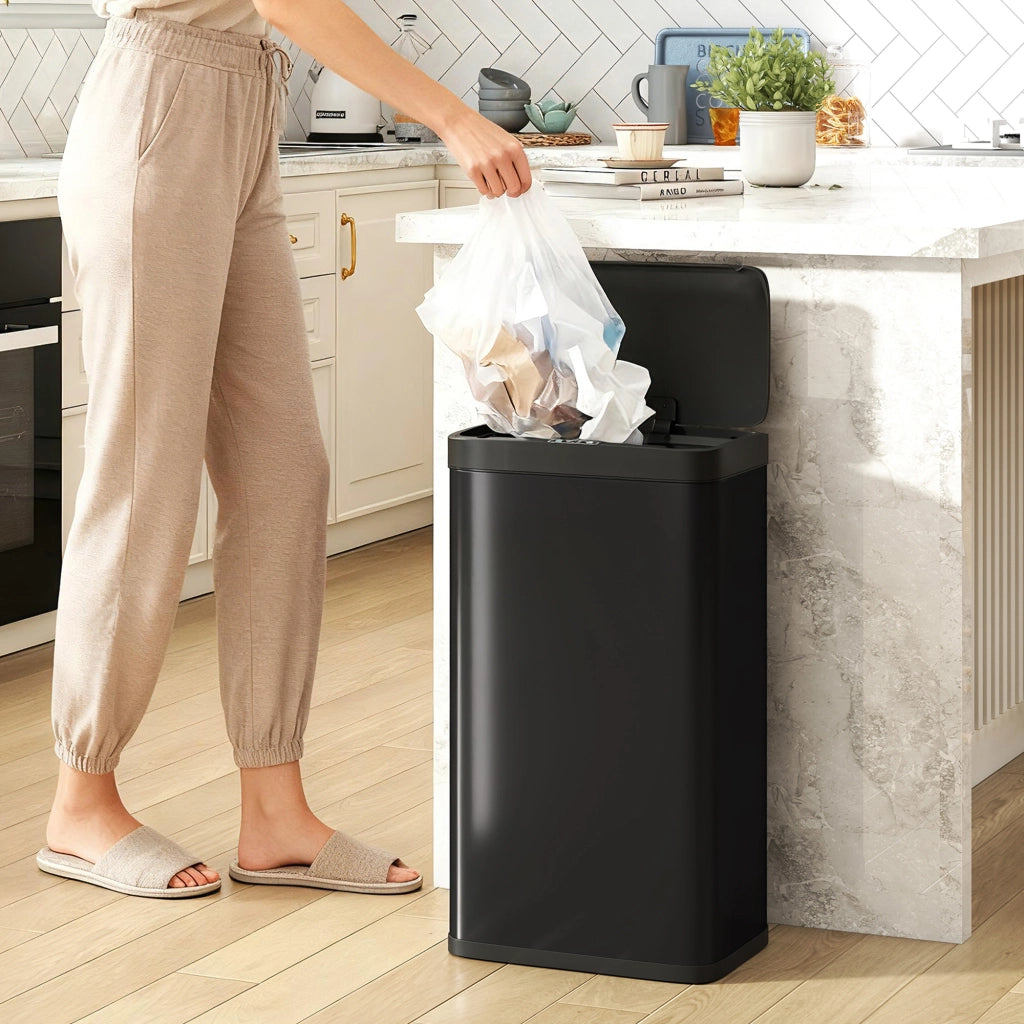 Pattumiera automatica 45L con sensore infrarossi ¨C Xylo ¨C chiusura soft, secchio interno estraibile, nero antimpronta