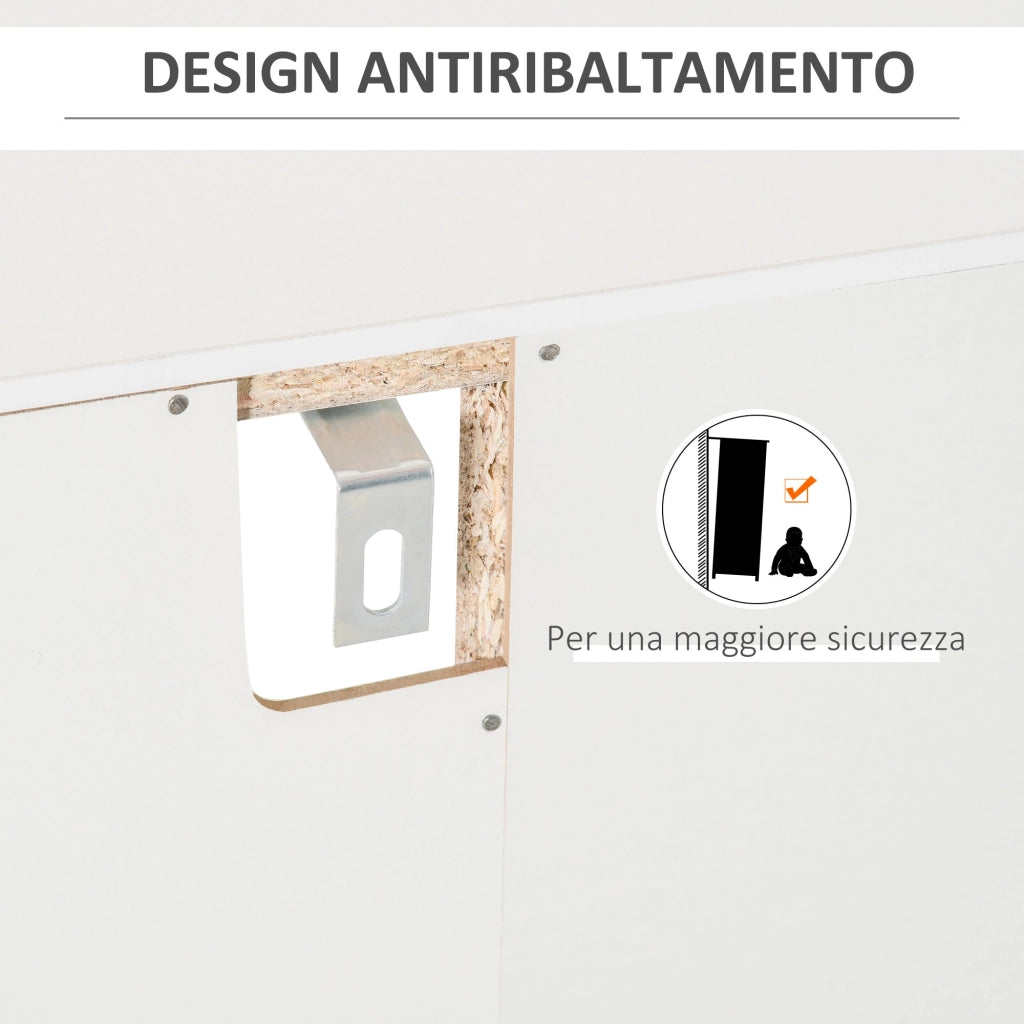 Credenza con Cantinetta 20 Bottiglie 80x36x85 cm con Porta Calici e Armadietto Bianco