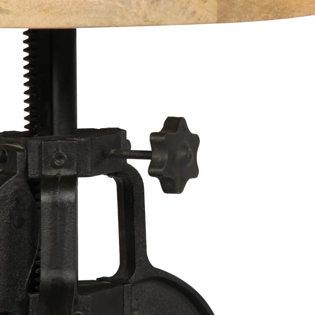 Tavolino-Tavolino da soggiorno-Tavolo 45x(45-62) cm in Legno Massello di Mango e Ghisa
