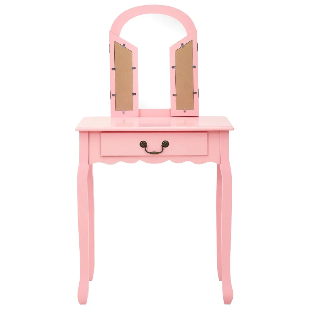 Toletta e sgabello 65 x 36 x 128 cm rosa legno MDF 02_0006382