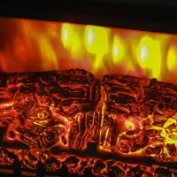 Caminetto Elettrico da 1800W con Effetto Fiamma a 3 Intensità, in Metallo e Vetro, 36x21x47 cm, Nero