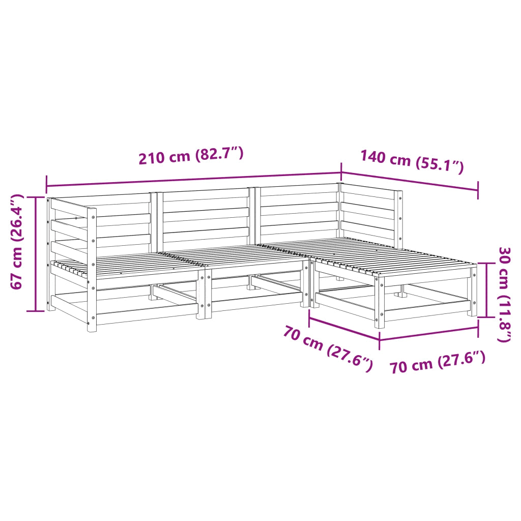 Set Divani da Giardino 4 pz in Legno Impregnato di Pino 3299380
