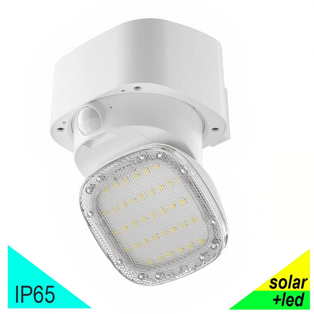 TECHNO Faro Solare Led da Parete 2000Lm Con Pannello, Crepuscolare e Sensore Movimento