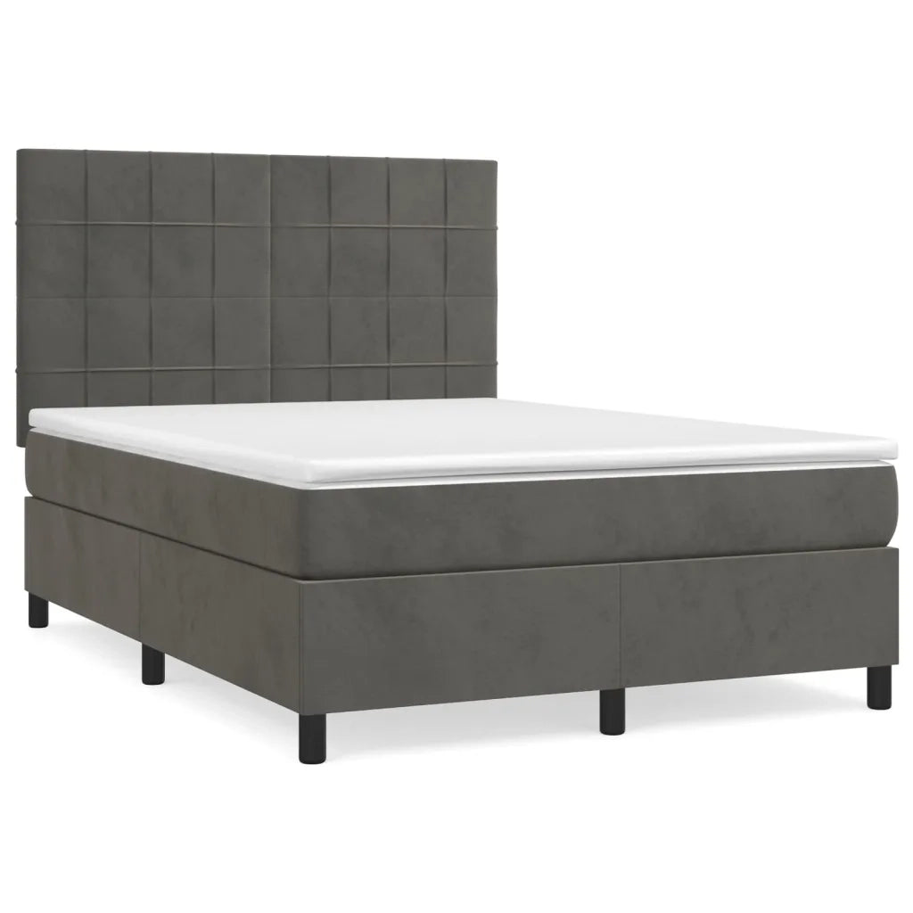 Giroletto a Molle con Materasso Grigio Scuro 140x200 cm Velluto 3143026