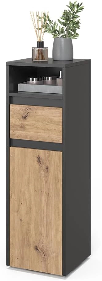 mobiletto bagno Majest, Antracite/Artisan, 30.2 x 96.3 cm con cassetto e anta