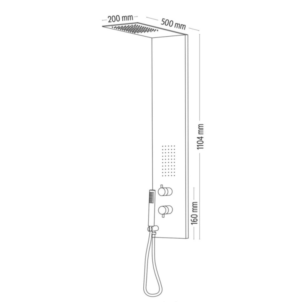 Colonna doccia 3 funzioni acciaio inox bocchetta idro lombare 20x50x110 cm *** finitura- spazzolato, confezione 1