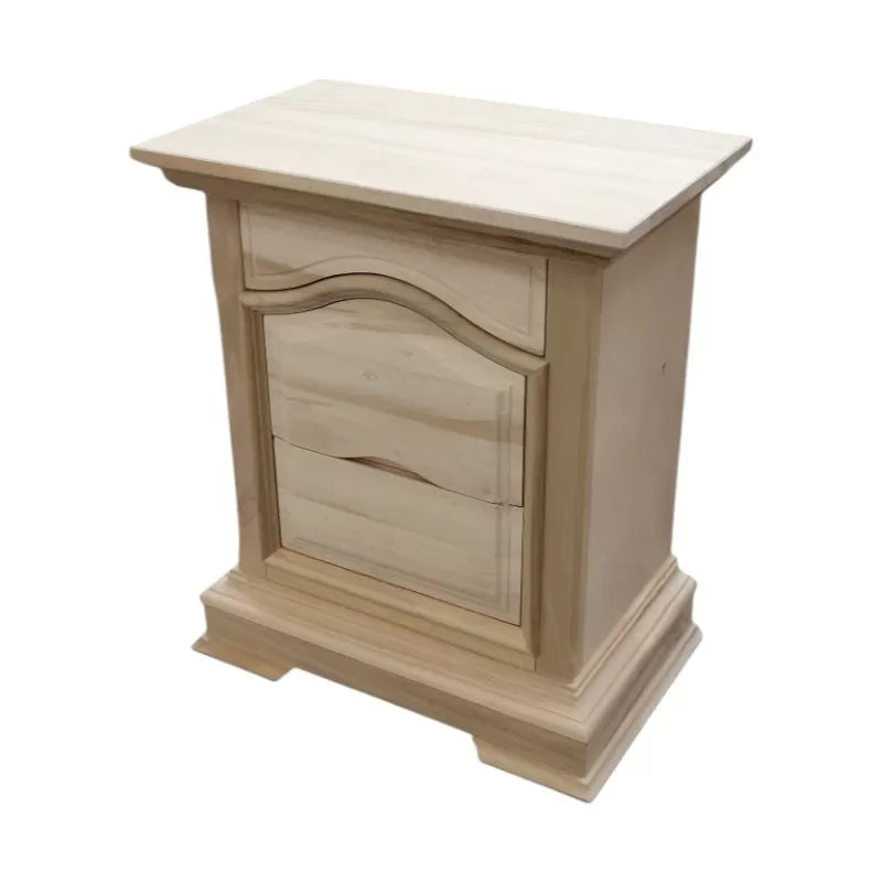 Comodino classico 3 cassetti legno grezzo 60x37x71 (496) - Mobili 2G