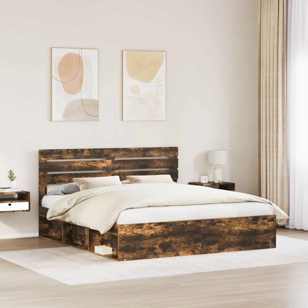 Struttura del letto Rovere fumé 180 x 200 cm Pino massello 3411387