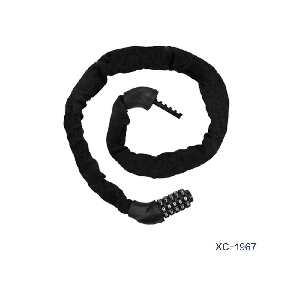 Trade Shop - Catena Lucchetto Antifurto In Acciaio Rivestimento In Nylon Combinazione Xc-1967 -