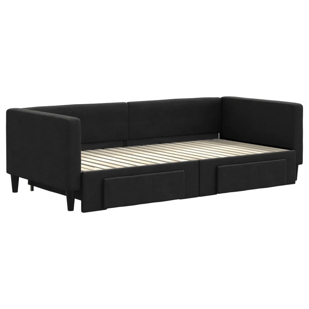 Divano Letto Estraibile con Cassetti-Sofa Letto-Daybed Nero 90x190 cm in Tessuto 490975
