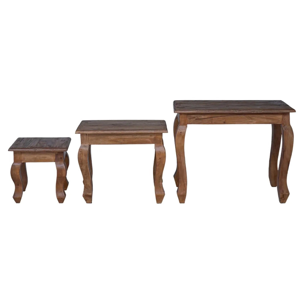 Tavolo Nesting 3 pz Marrone Legno massello di mogano CFW6572611