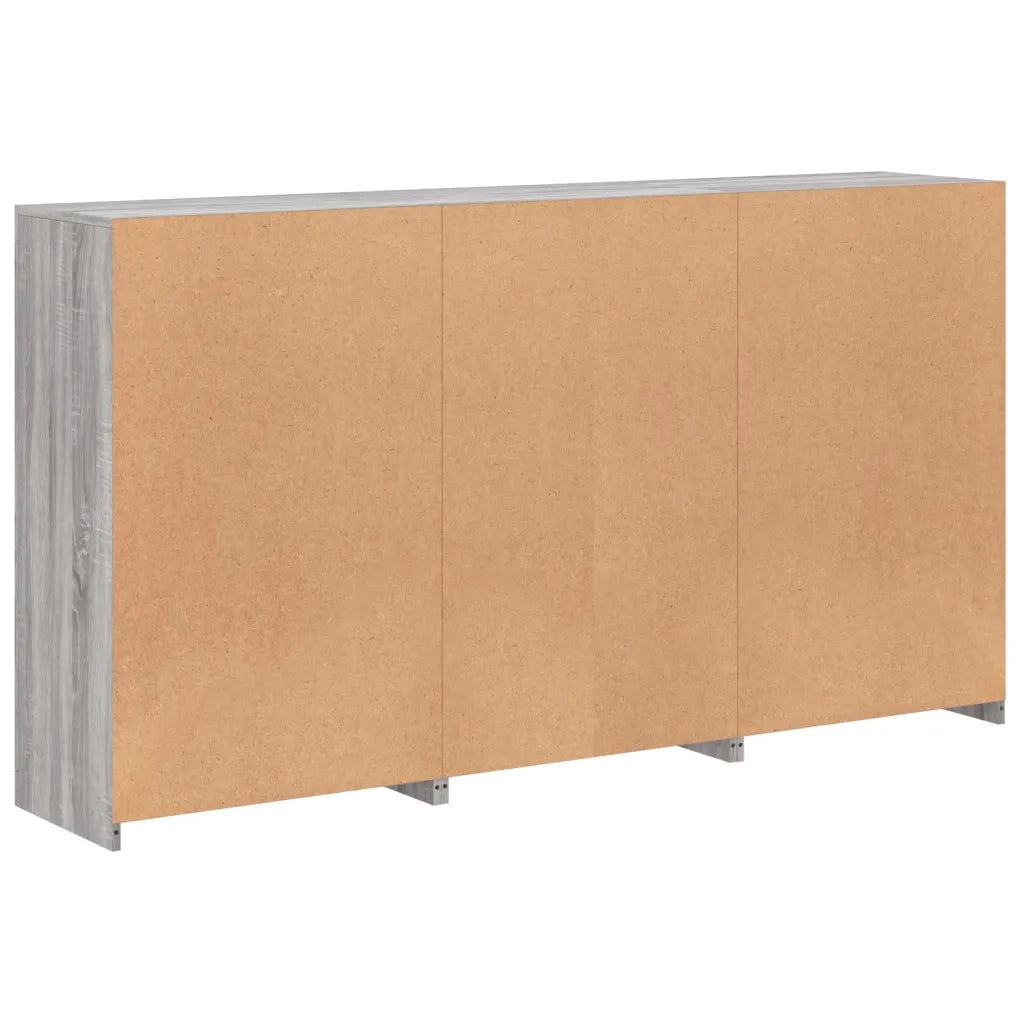 Credenza con Luci LED-Buffet-Armadio da cucina Grigio Sonoma 181,5x37x100 cm 393979