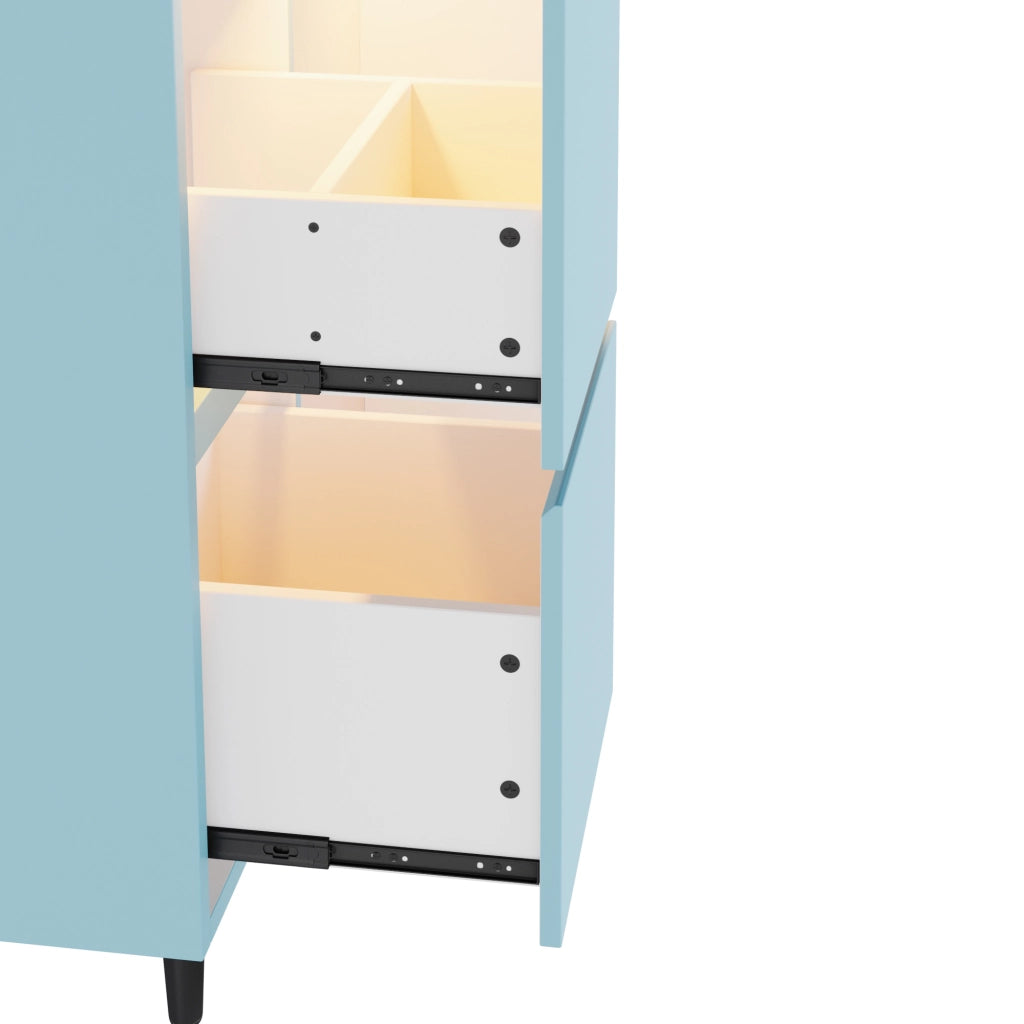Mobile sottolavabo con lavabo in ceramica 1 anta e 2 cassetti per bagno in MDF e ceramica blu 61 × 46,5 × 87 cm
