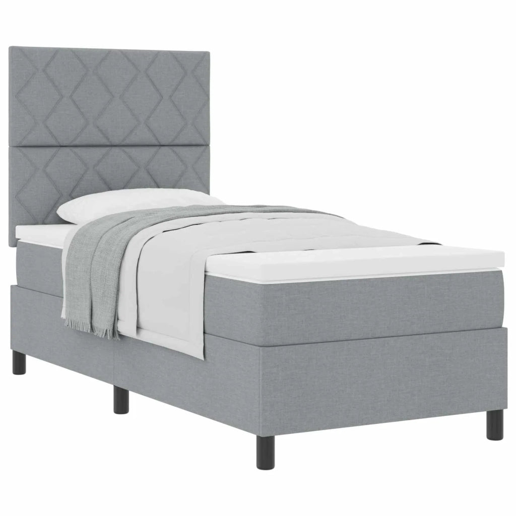 Letto a molle con materasso Grigio chiaro 90 x 190 cm Tessuto 3339427