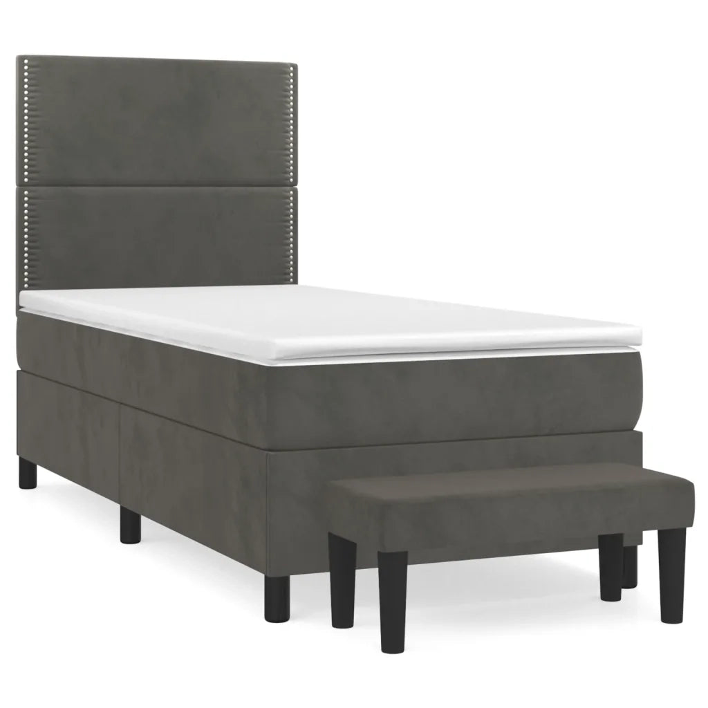 Giroletto a Molle con Materasso-Struttura Letto Grigio Scuro 80x200 cm Velluto 837868