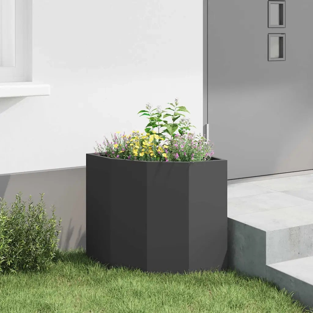 Fioriere | Cassetta per fiori | Vaso d'angolo Nero 45 x 45 x 50 cm Acciaio