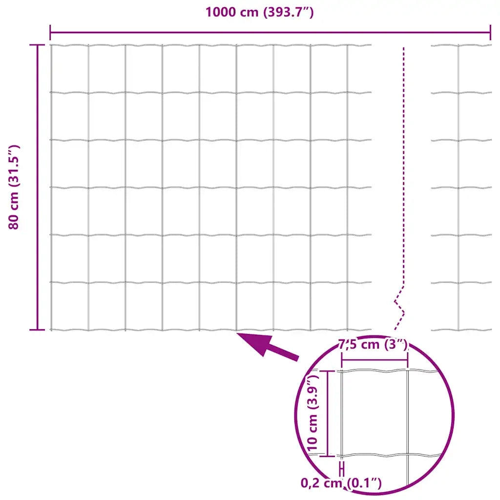 Recinzione Euro Verde 0,8 x 10 m Ferro rivestito in PVC 42004356