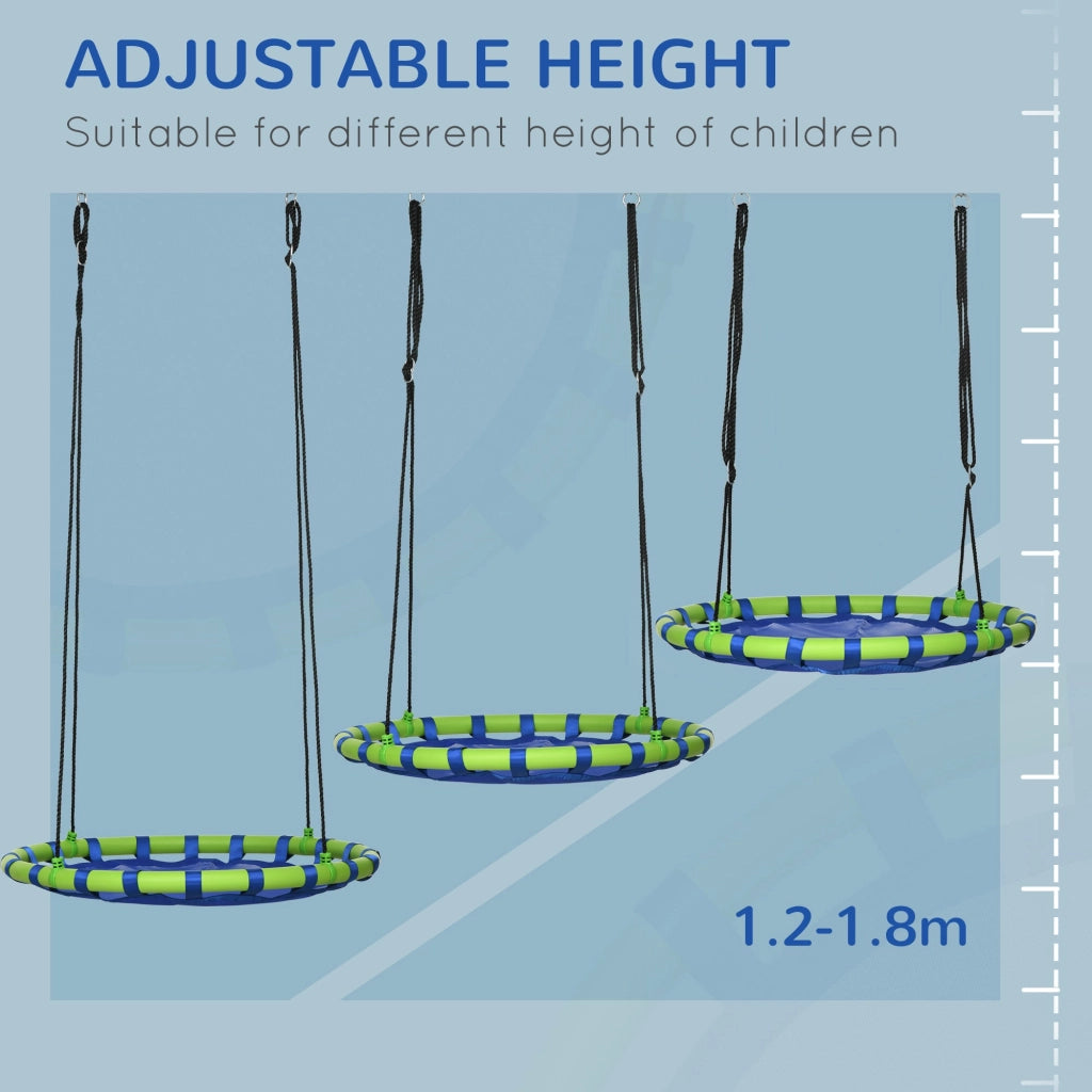 Altalena per Bambini da 3-8 Anni da Giardino Ø100 cm Corde Regolabili Blu