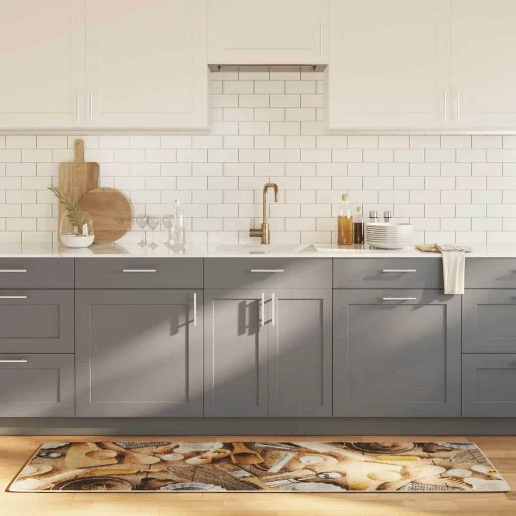 Tappeto da Cucina-Tappetino da Cucina Multicolore 60x180 cm Lavabile Antiscivolo 560868
