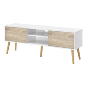Mobile porta TV 120 x 30 x 47 cm effetto rovere bianco 03_0007754