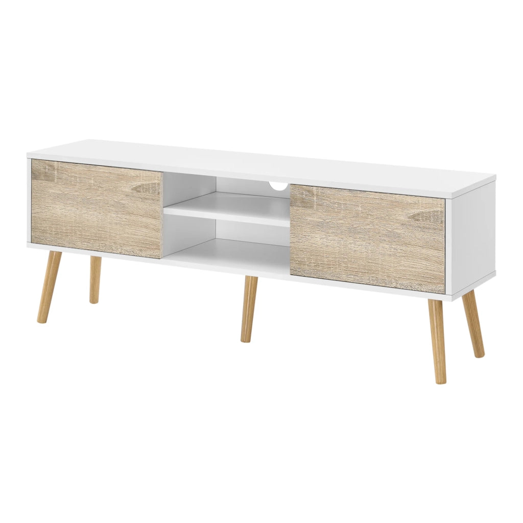 Mobile porta TV 120 x 30 x 47 cm effetto rovere bianco 03_0007754