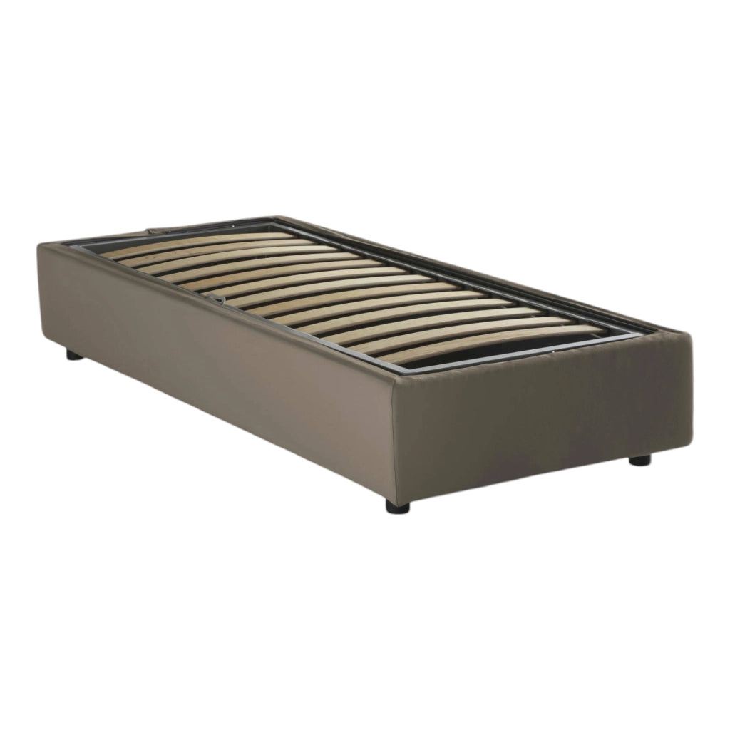 Ermanna, Letto Singolo Materasso Incluso Made in Italy, Grigio Tortora