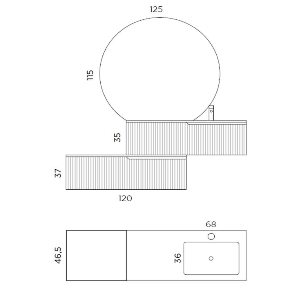 Composizione vasca DX 4 pezzi VENERE bianco opaco