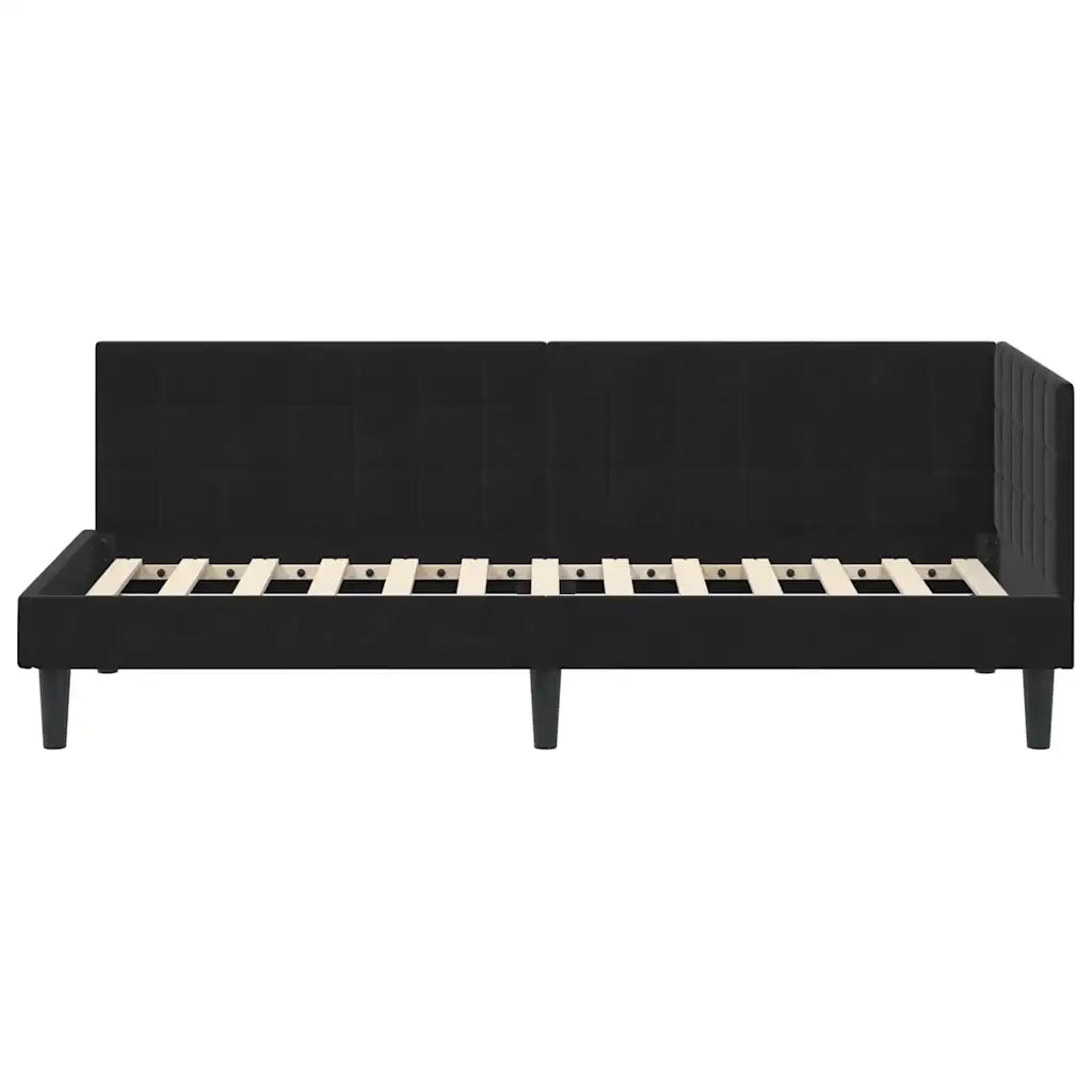 Letto singolo | Letto per adulti | Cornice del letto ad angolo Nero 80 cm x 200 cm Velluto